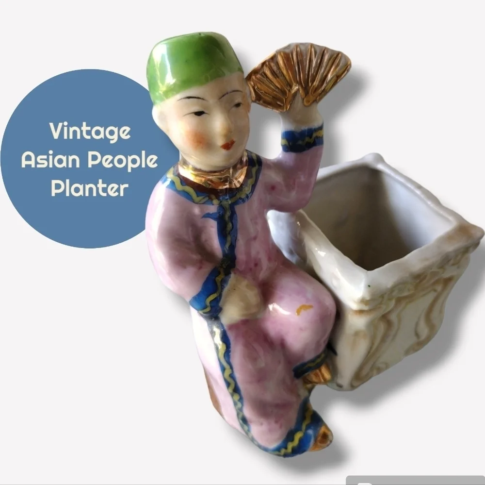 Vintage Japan Asian People Planter